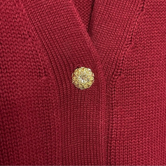 Vintage Oversized Slouchy Knit V Neck Cardigan Sweater Academia Burgandy Red - Picture 7 of 13